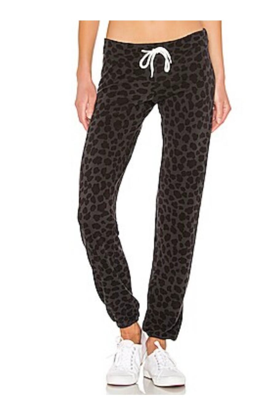 MONROW Loungewar Jogger Sweatpants Leopard Charcoal gray Print